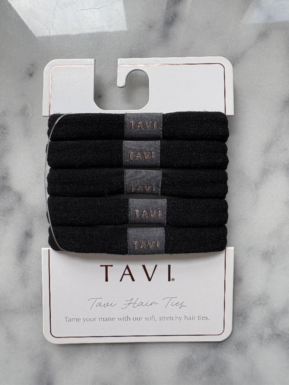 Tavi Hair Ties 5-Pack Ebony Black NEW Sealed
